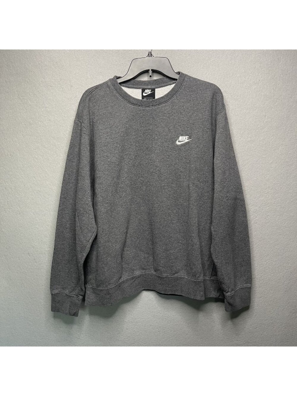 Nike Mens Gray Crewneck Sweatshirt XL Cotton Blend Casual Wear